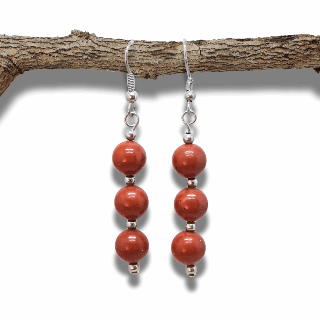 Boucles d'oreilles en Jaspe Rouge (BO228)