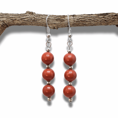 Boucles d'oreilles en Jaspe Rouge (BO228)