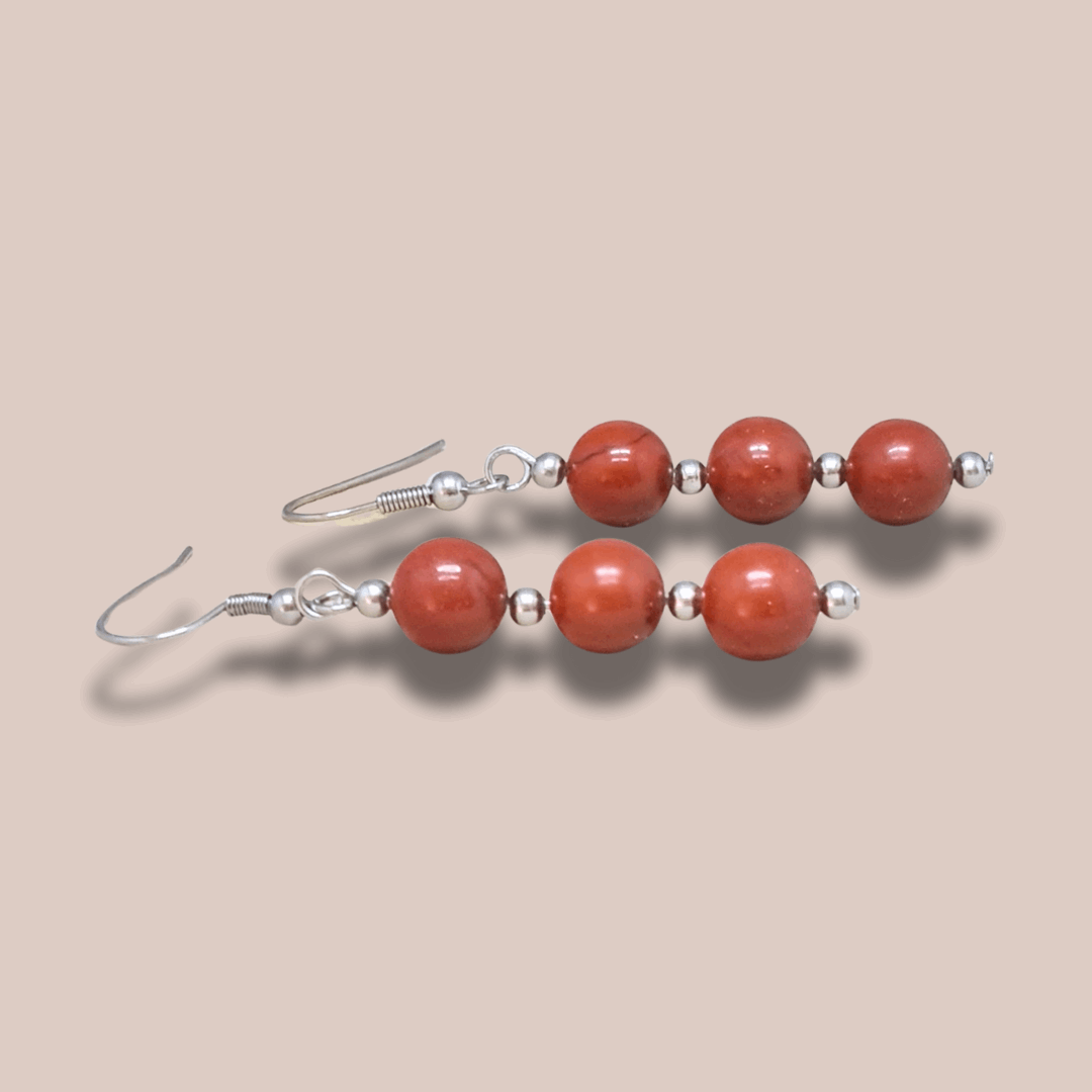 Boucles d'oreilles en Jaspe Rouge (BO228)