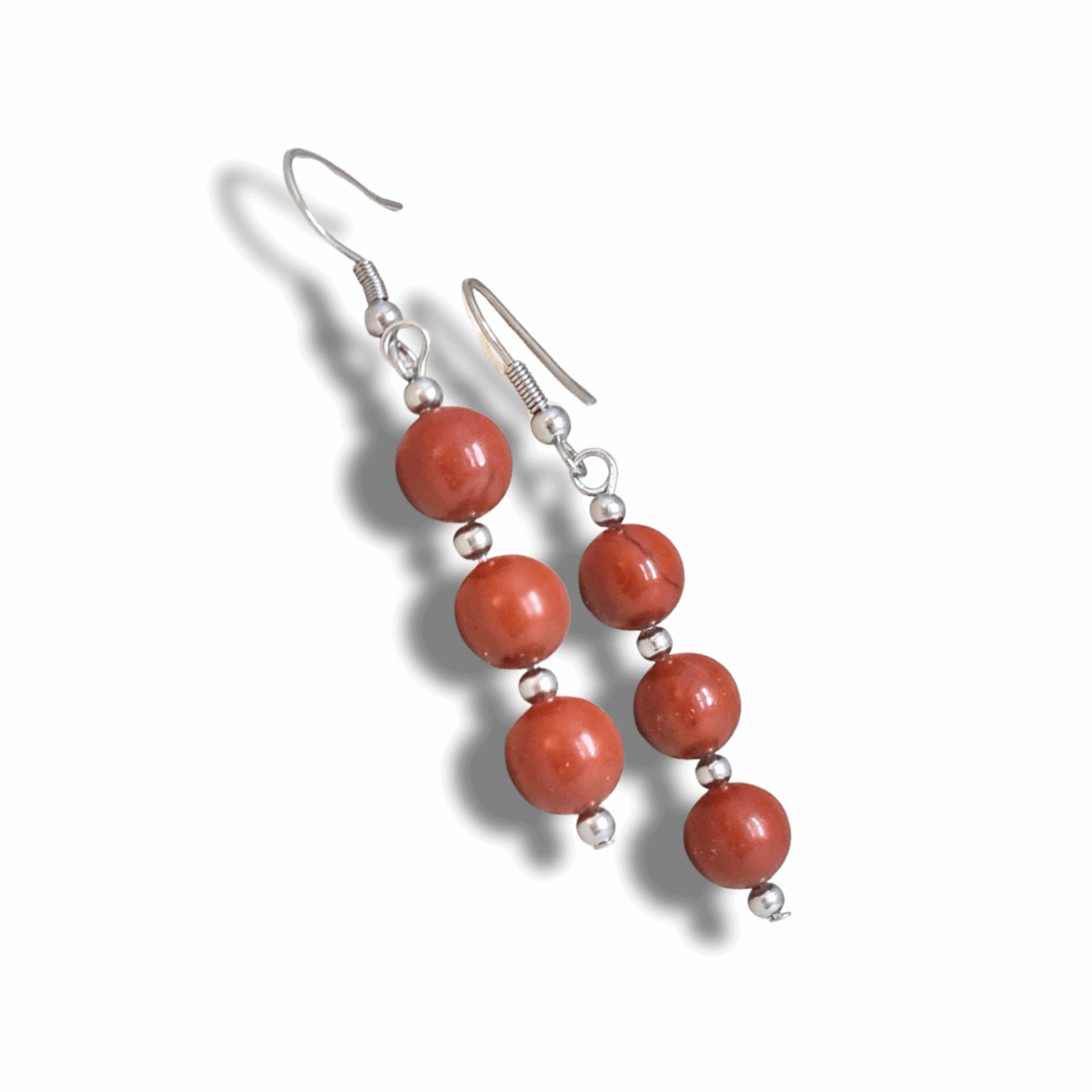 Boucles d'oreilles en Jaspe Rouge (BO228)