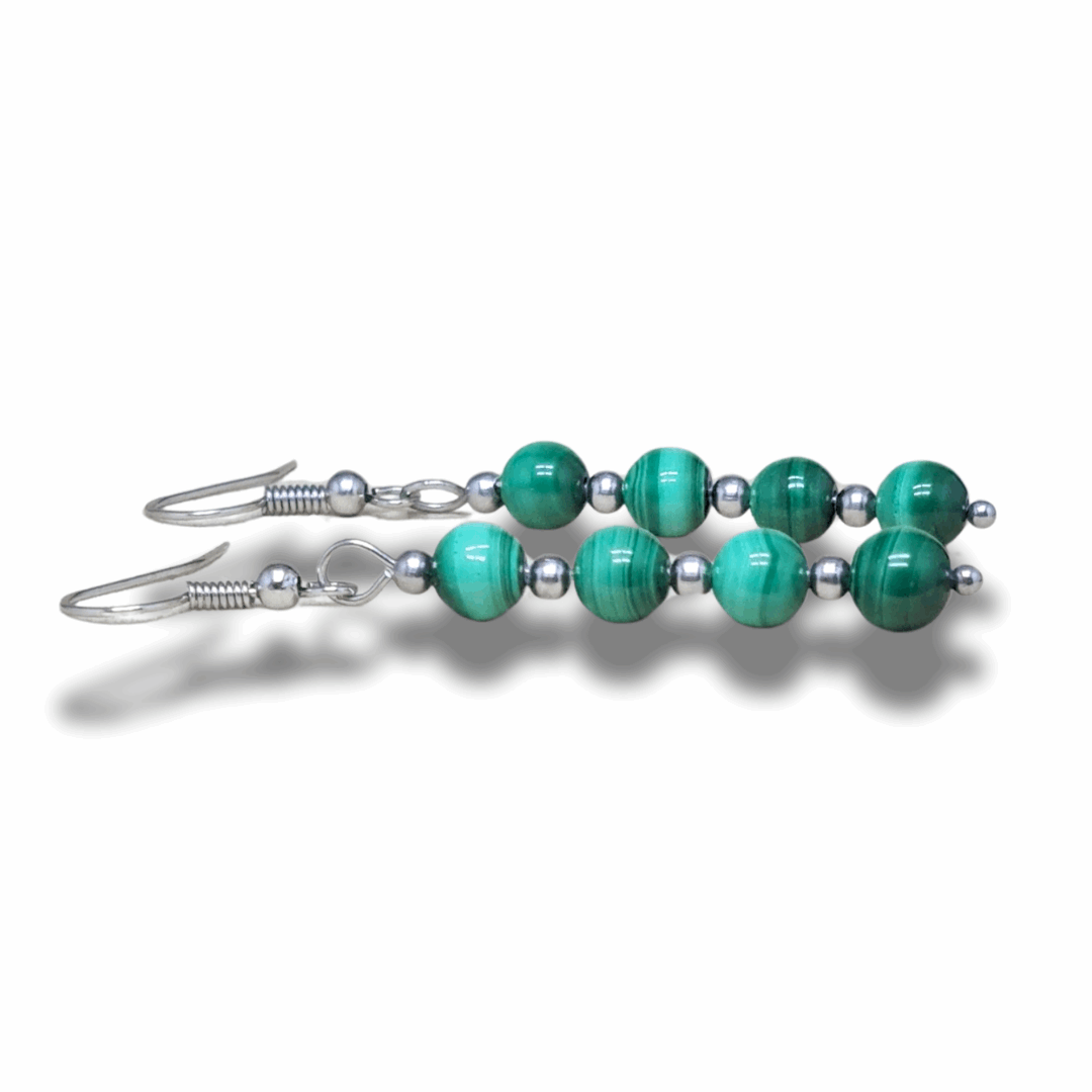 Boucles d'oreilles en perles de Malachite (BO212)