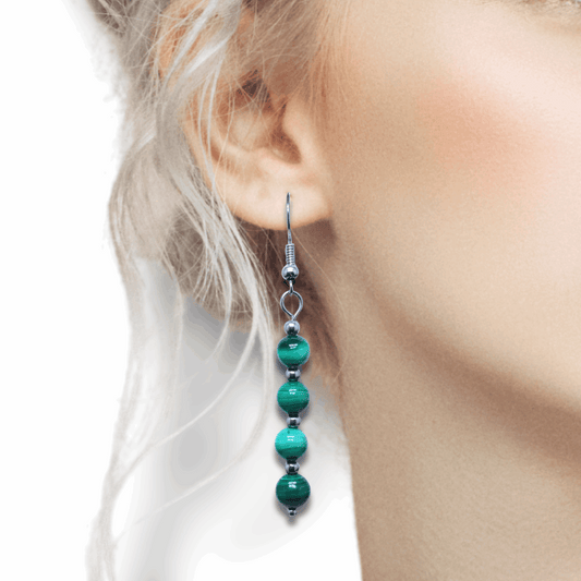 Boucles d'oreilles en perles de Malachite (BO212)