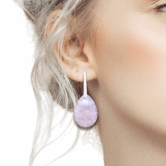 Boucles d'oreilles en Quartz rose (BO100-2)