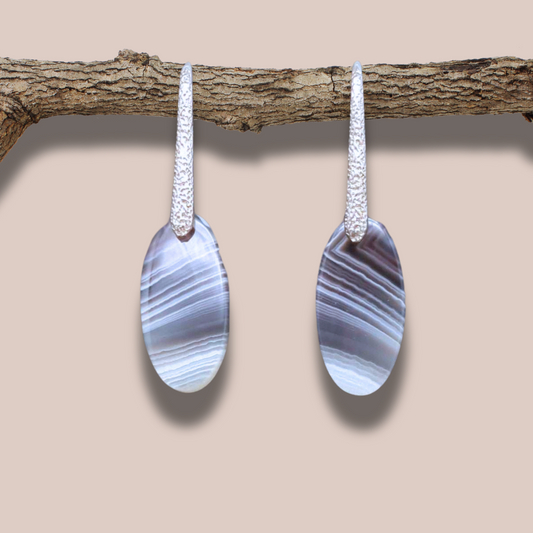 Boucles d'oreilles en Agate du Botswana (BO77)