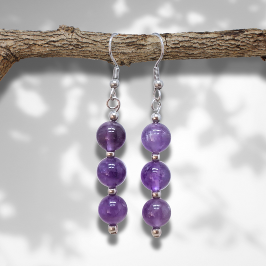 Boucles d'oreilles en Améthyste (BO229)