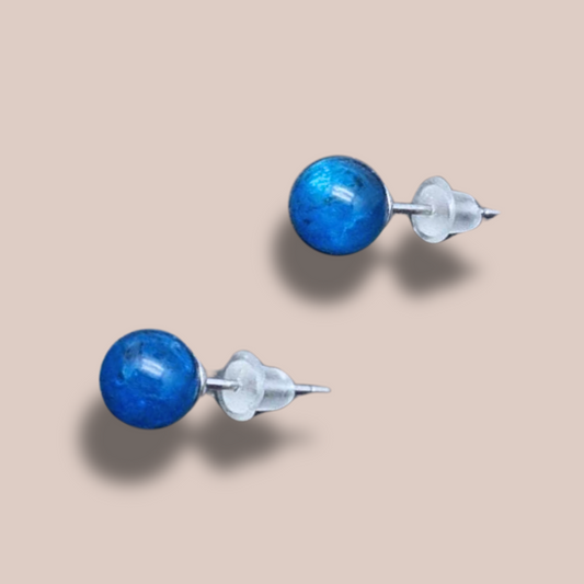 Puces d'oreilles puce en Apatite bleue (BO194)