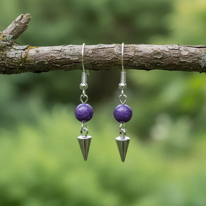 Boucles d'oreilles en Charoïte (BOHM200)