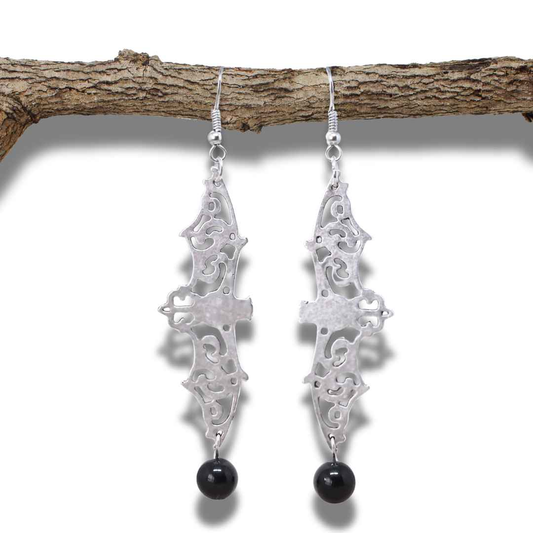 Boucles d'oreilles chauve-souris et Obsidienne noire (BOHM204) - ENAE Minéraux