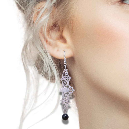 Boucles d'oreilles chauve-souris et Obsidienne noire (BOHM204) - ENAE Minéraux