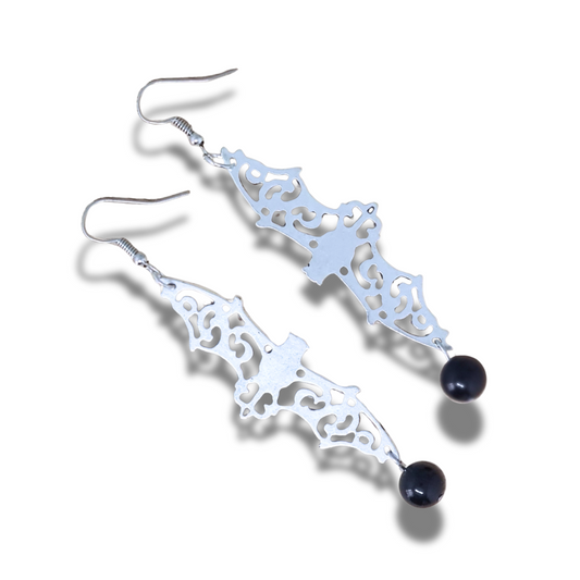 Boucles d'oreilles chauve-souris et Obsidienne noire (BOHM204)
