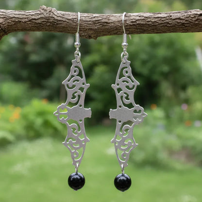 Boucles d'oreilles chauve-souris et Obsidienne noire (BOHM204)