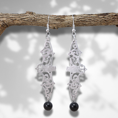 Boucles d'oreilles chauve-souris et Obsidienne noire (BOHM204) - ENAE Minéraux