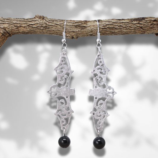 Boucles d'oreilles chauve-souris et Obsidienne noire (BOHM204) - ENAE Minéraux
