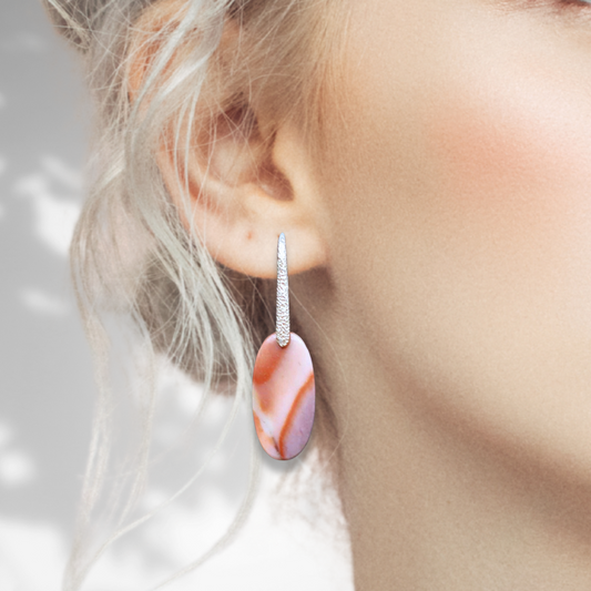 Boucles d'oreilles en Jaspe Mookaïte (BO111) - ENAE Minéraux