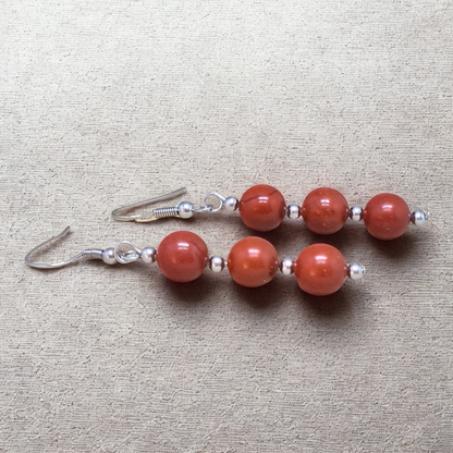 Boucles d'oreilles en Jaspe Rouge (BO228)
