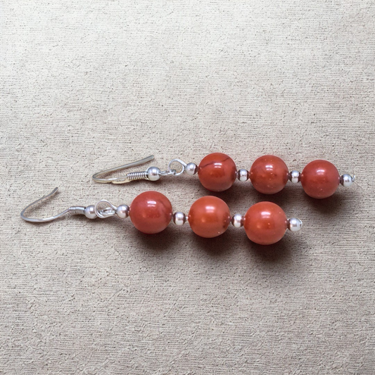 Boucles d'oreilles en Jaspe Rouge (BO228)