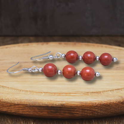 Boucles d'oreilles en Jaspe Rouge (BO228) - ENAE Minéraux