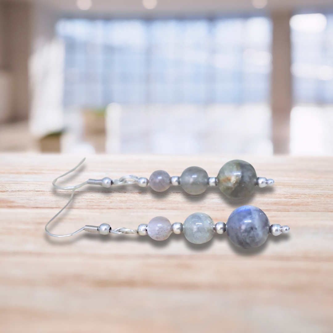 Boucles d'oreilles en perles de Labradorite (BO226)