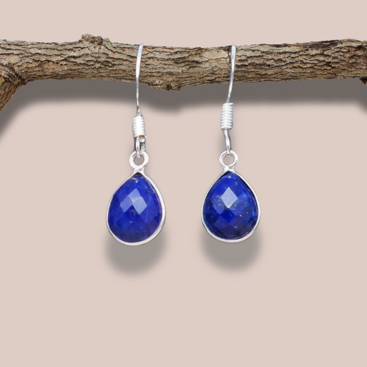 Boucles d'oreilles en Lapis Lazuli facetté et Argent (BO152)