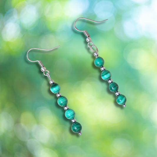 Boucles d'oreilles en perles de Malachite (BO212)