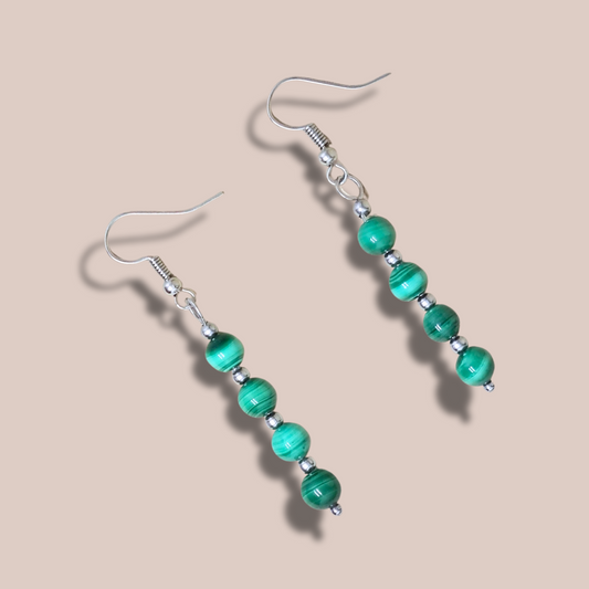 Boucles d'oreilles en perles de Malachite (BO212)