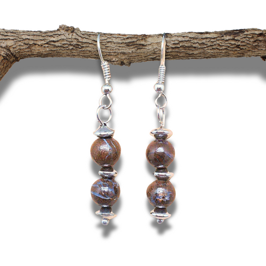 Boucles d'oreilles en Opale Boulder (BO155) - ENAE Minéraux