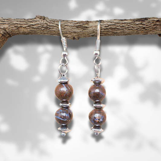 Boucles d'oreilles en Opale Boulder (BO155) - ENAE Minéraux