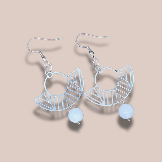 Boucles d'oreilles avec perles en Quartz blanc (BO203)