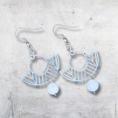 Boucles d'oreilles avec perles en Quartz blanc (BO203) - ENAE Minéraux