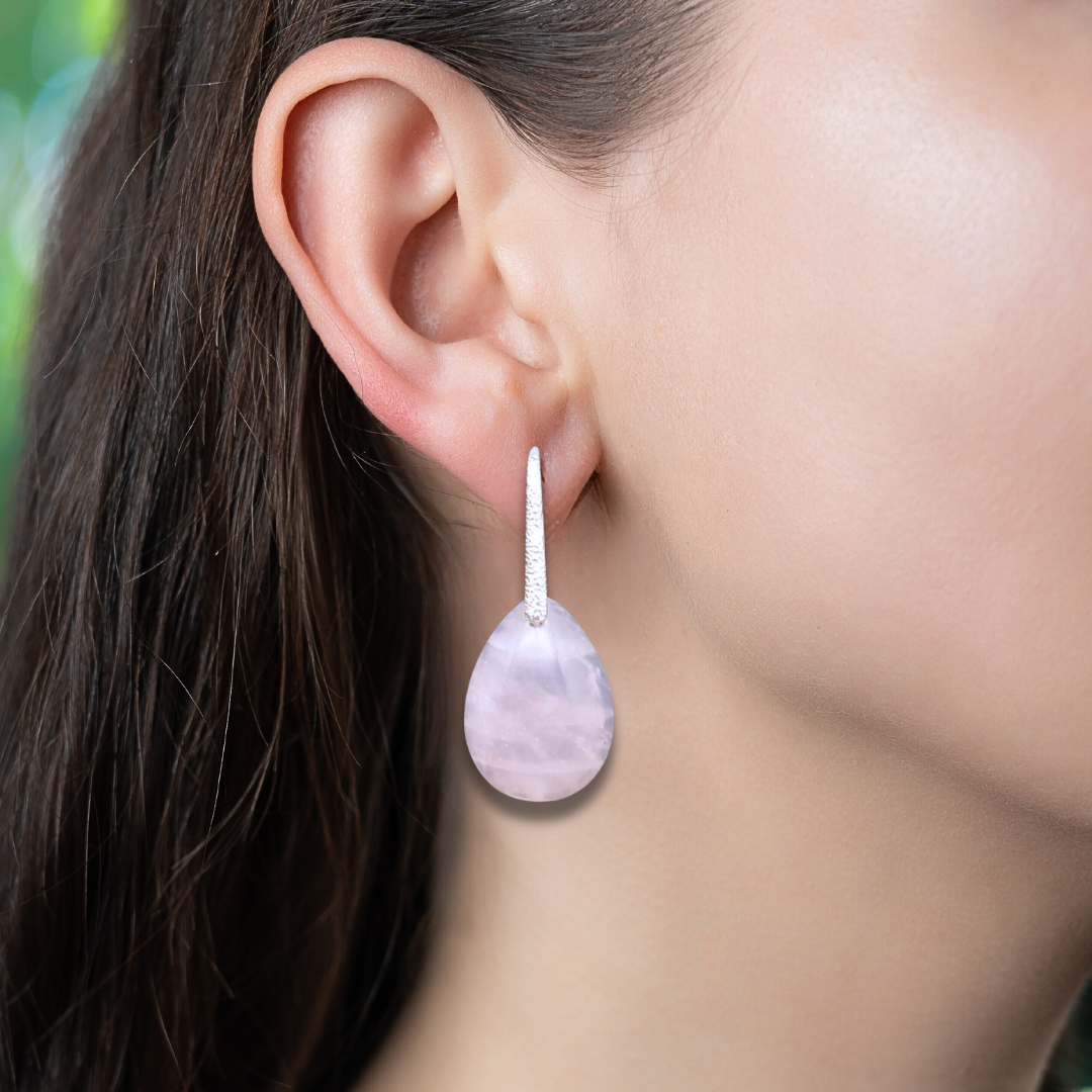 Boucles d'oreilles en Quartz rose (BO100-6)