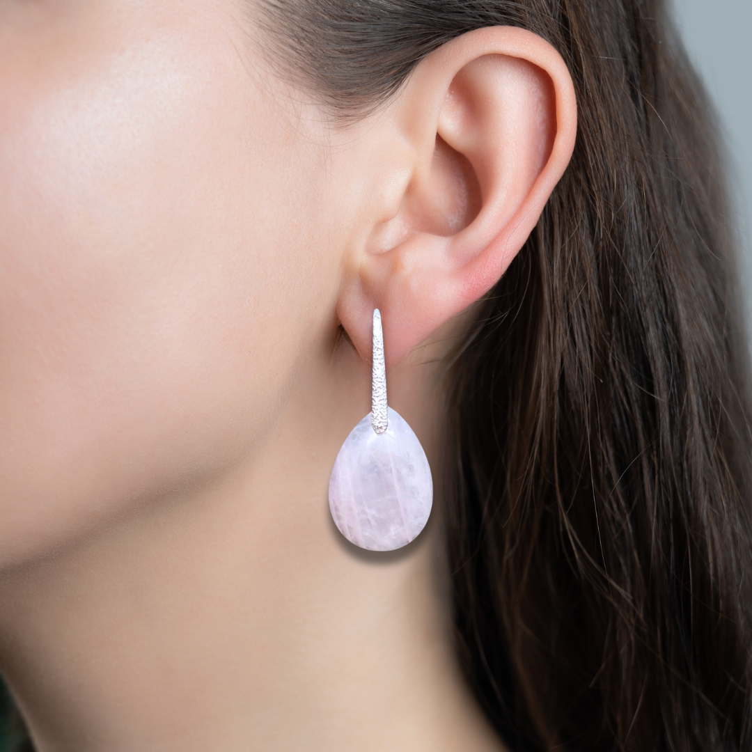 Boucles d'oreilles en Quartz rose (BO100-6)