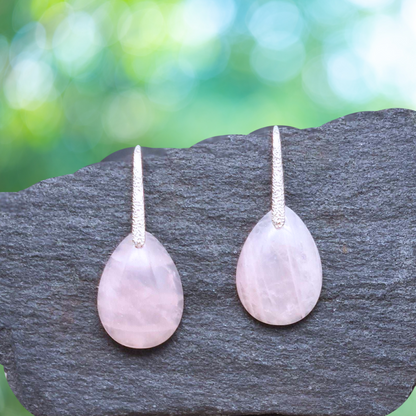 Boucles d'oreilles en Quartz rose (BO100-6)