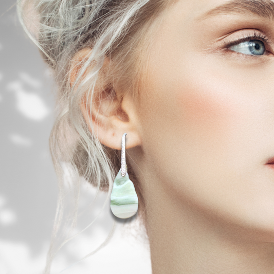 Boucles d'oreilles sculptées en Serpentine (BO200) - ENAE Minéraux
