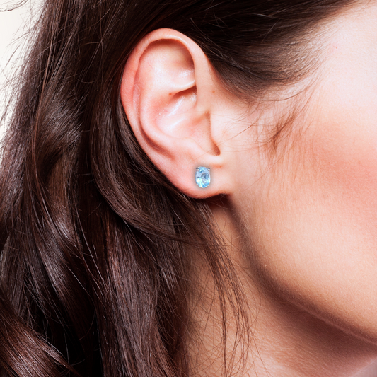 Boucles d'oreilles en Topaze bleue (BO147-2)
