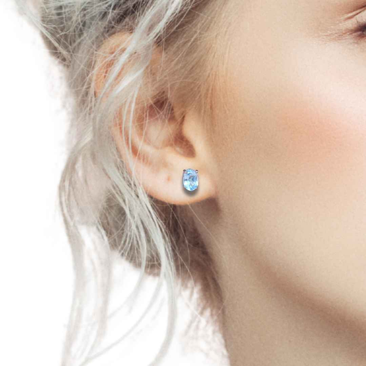Puces d'oreilles en Topaze bleue (BO147-2)