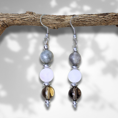 Boucles d'oreilles en perles de 3 Quartz (BO214) - ENAE Minéraux