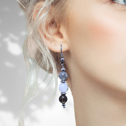 Boucles d'oreilles en perles de 3 Quartz (BO214) - ENAE Minéraux