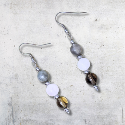 Boucles d'oreilles en perles de 3 Quartz (BO214) - ENAE Minéraux