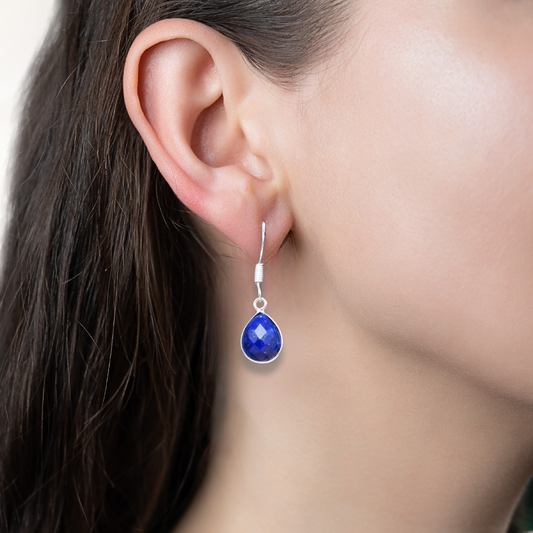 Boucles d'oreilles en Lapis Lazuli facetté et Argent (BO152)