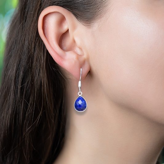 Boucles d'oreilles en Lapis Lazuli facetté et Argent (BO152)