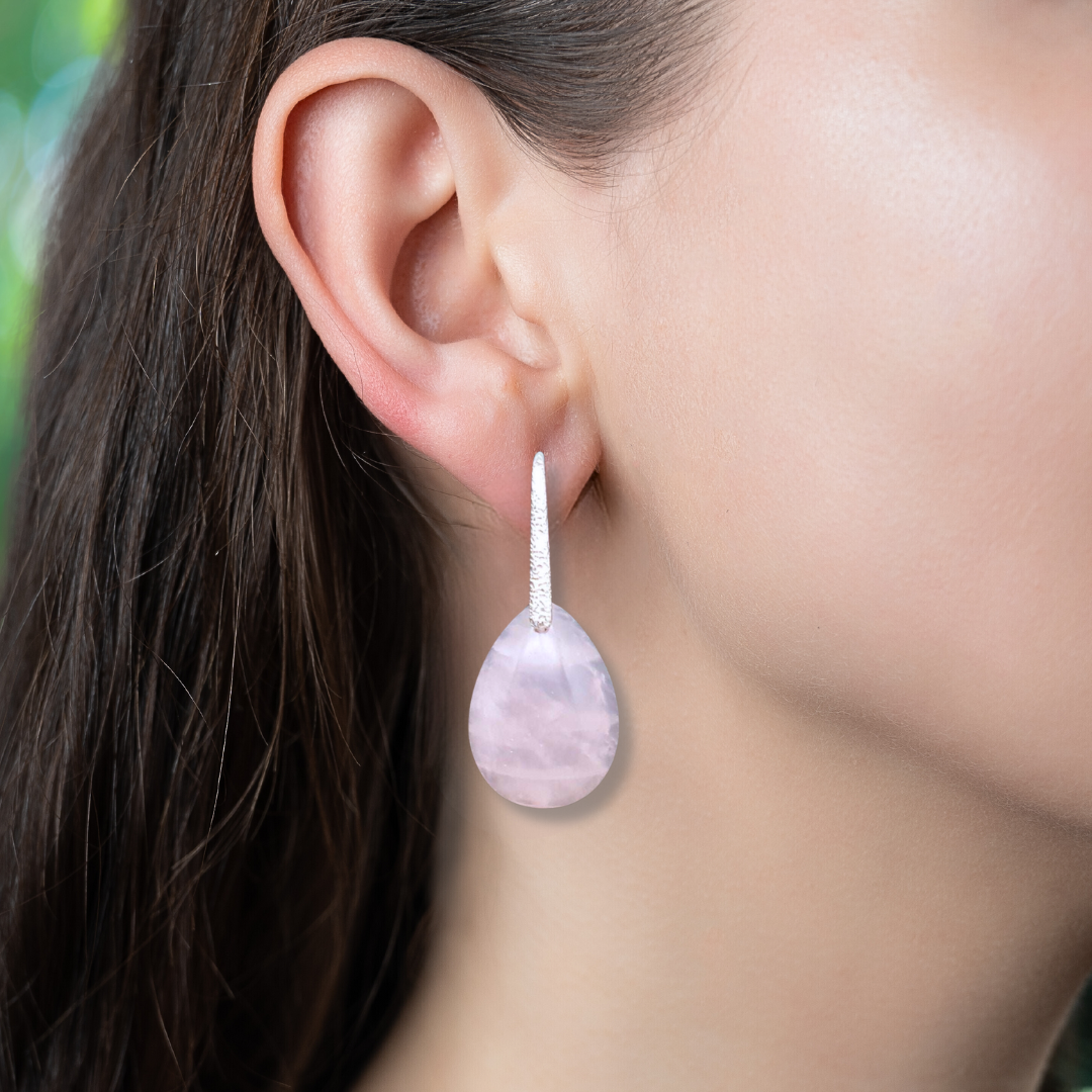 Boucles d'oreilles en Quartz rose (BO100-6)