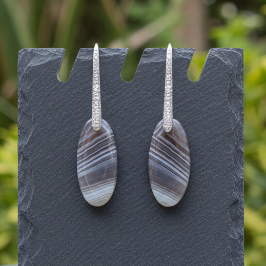 Boucles d'oreilles en Agate du Botswana (BO77)