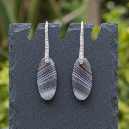 Boucles d'oreilles en Agate du Botswana (BO77)