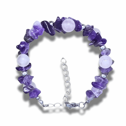 Bracelet tissé en Quartz rose et Améthyste - ENAE Minéraux