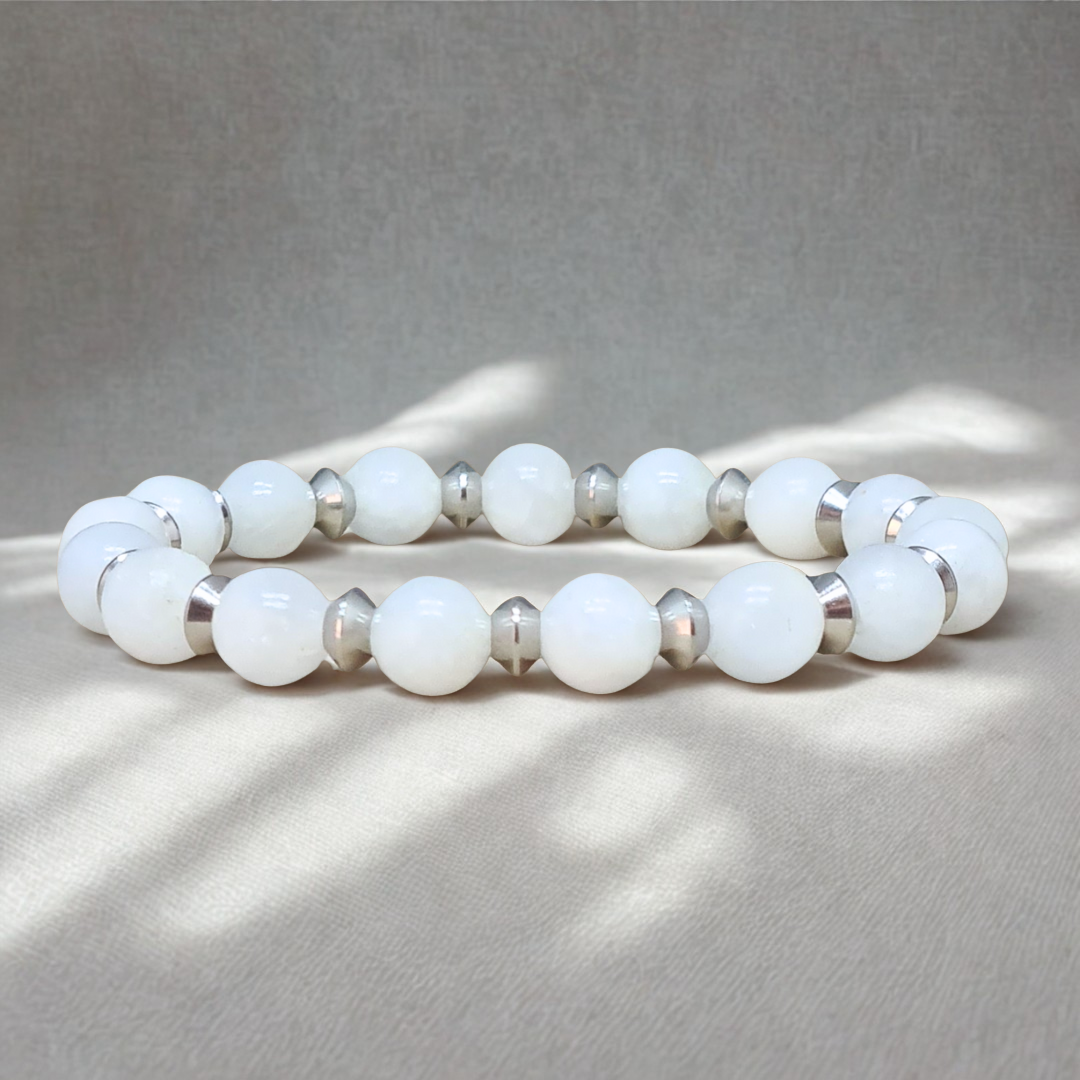 Bracelet en Célestine blanche 8mm