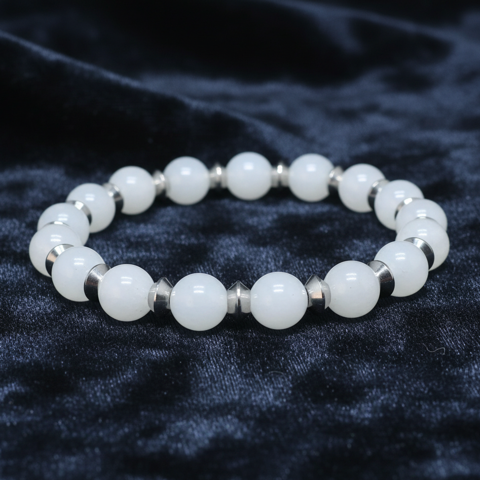 Bracelet en Célestine blanche 8mm