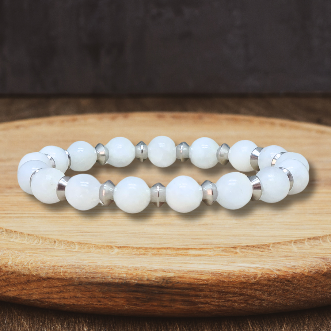 Bracelet en Célestine blanche 8mm