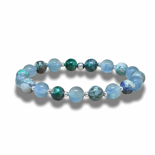 Bracelet en Fluorite bleue et Chrysocolle
