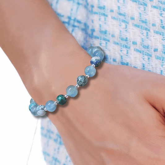 Bracelet en Fluorite bleue et Chrysocolle