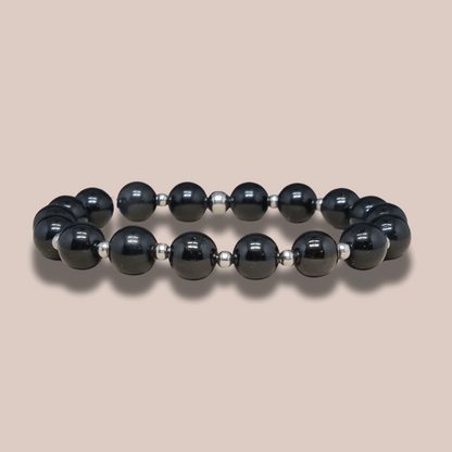 Bracelet en Obsidienne noire 6 ou 8mm au choix